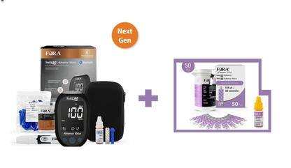 【Next-Gen】FORA Test N'GO Advance Voice Kit - Blood Glucose & Ketone Kit with 50 Glucose & 50 Ketone Strips, 100 Lancets, Control Solution