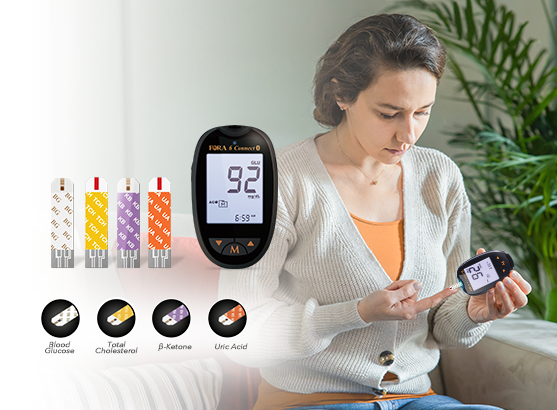 FORA6Connect Multiparameter Monitoring System. Monitoring Your Glucose/Ketone/Uric Acid/Total Cholesterol Levels
