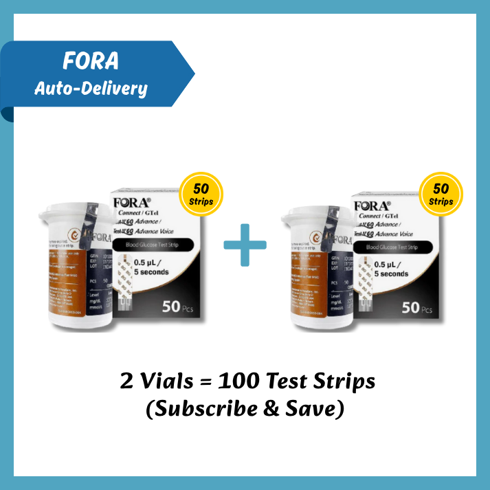 【FORA Subscription】Glucose Strips (100 strips) – Compatible with 6Connect & Test N'Go Advance Meters