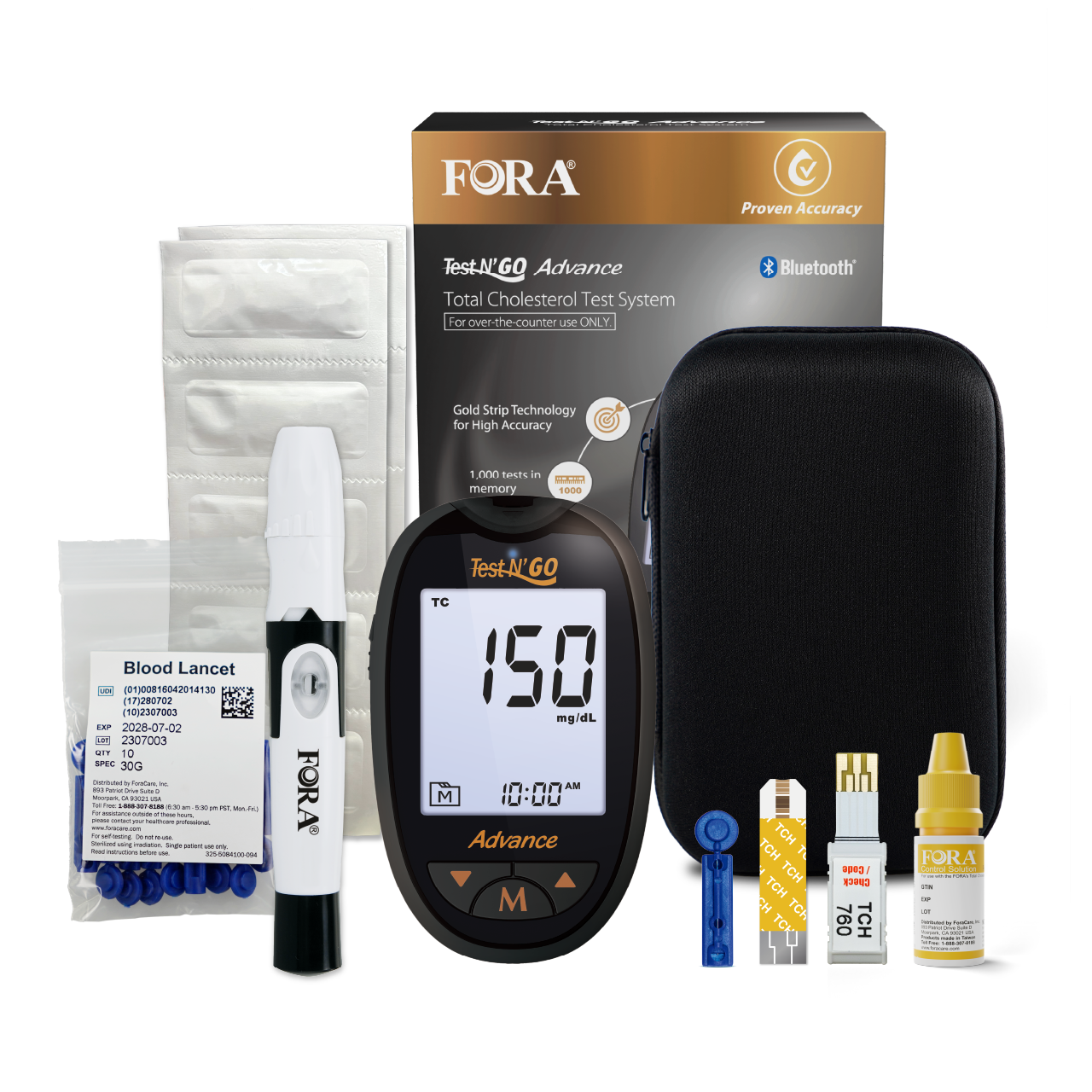 FORA Test N’GO Advance Cholesterol Kit (10 Strips)｜Bluetooth
