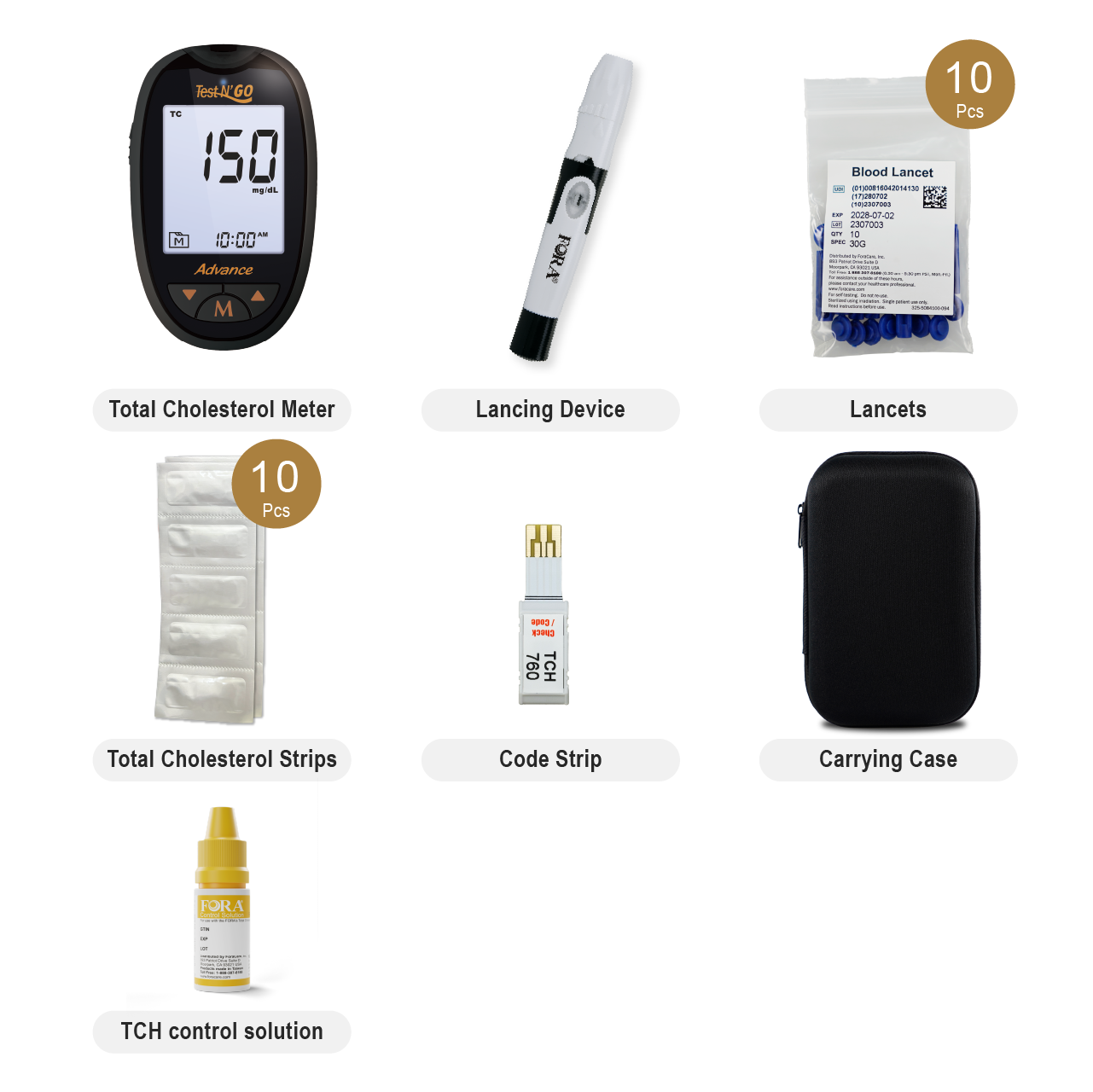 FORA Test N’GO Advance Cholesterol Kit (10 Strips)｜Bluetooth