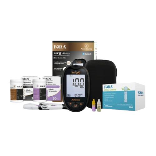 FORA Test N'Go Advanced Voice Blood Glucose & Ketone Testing Kit (50 Glucose Strips, 50 Ketone Strips)【Next-Gen】