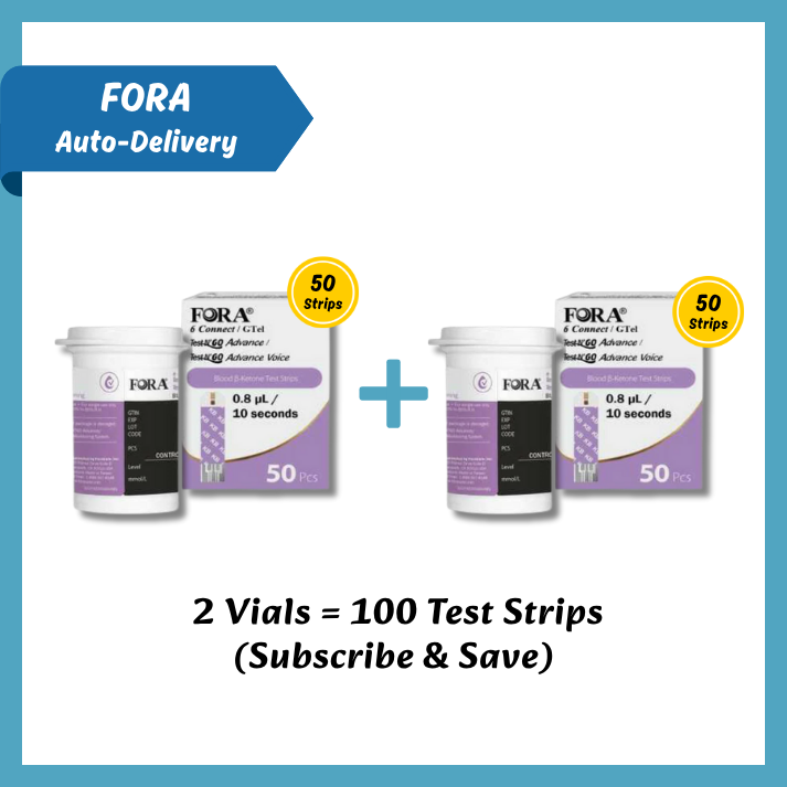 【FORA Subscription】Ketone Test Strips (100 strips) – Compatible with 6Connect & Test N'Go Advance Meters