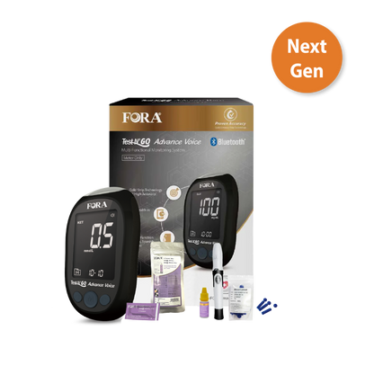 FORA Test N'Go Advance Voice Blood Ketone Testing Kit (20 Strips, 20 Lancets) 【Next-Gen】Beginner-Friendly, New Packaging!