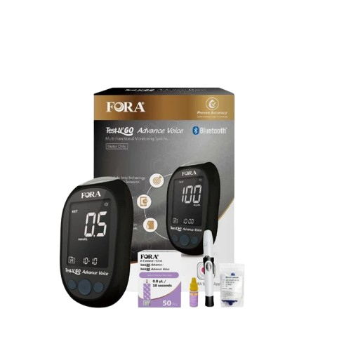 FORA Test N'Go Advance Voice Blood Ketone Testing Kit (50 Strips, 50 Lancets) 【Next-Gen】