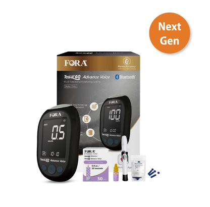 FORA Test N'Go Advance Voice Blood Ketone Testing Kit (50 Strips, 50 Lancets) 【Next-Gen】