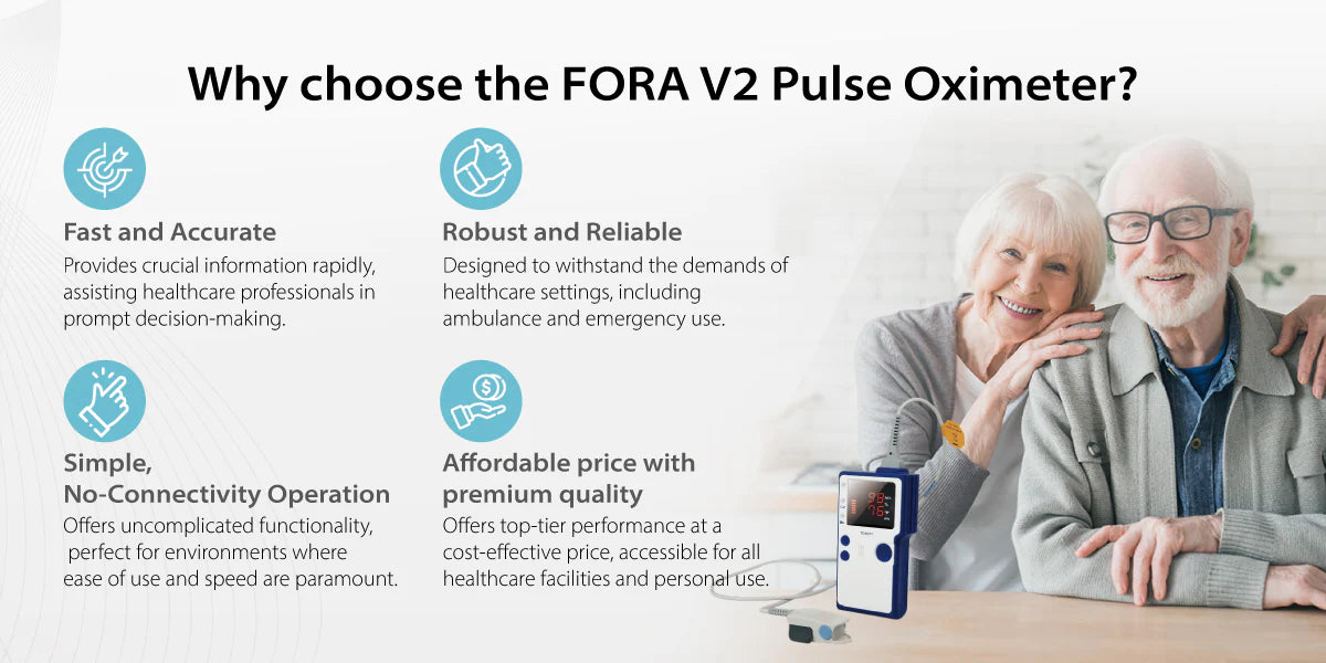 FORA V2 Handheld Pulse Oximeter – Compatible with Bluetooth 2.0 (Not Compatible with Bluetooth 4.0 BLE)