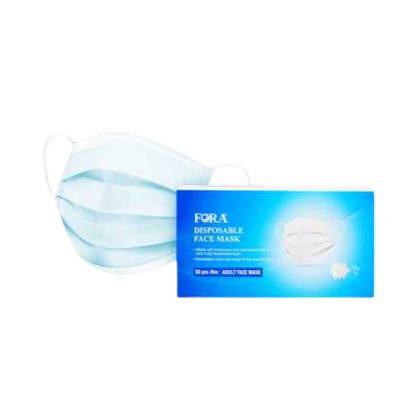 FORA 3-Ply Medical-Grade Disposable Face Masks (50 ct) – Breathable, Elastic Ear Loops, Adult Use