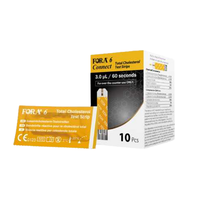 FORA Blood Total Cholesterol Test Strips (10pcs/box, Compatible with FORA 6 Connect Meter)