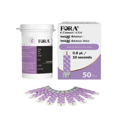 FORA 50-Count Ketone Test Strips for 6Connect and Test N'Go Advance Voice Meters
