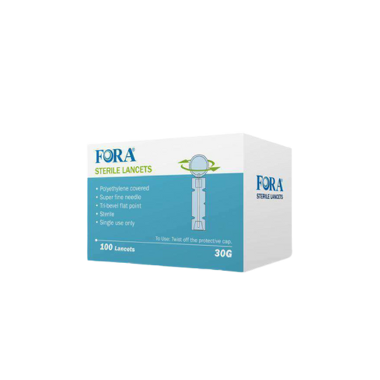 FORA Sterile Lancets 30 Gauge, 100 Lancets (Compatible with FORA Lancing Device)