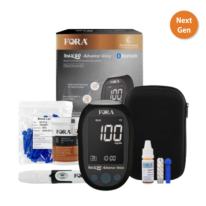 【Next-Gen】FORA Test N'GO Advance Voice｜Blood Glucose Testing Kit (50 Glucose Strips, 50 Lancets)