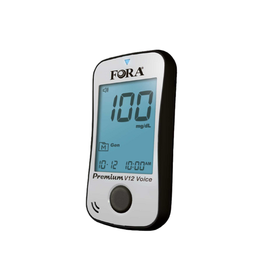 FORA Premium V12 Blood Glucose Meter – Speaking Capability (English & Español) (Meter Only)