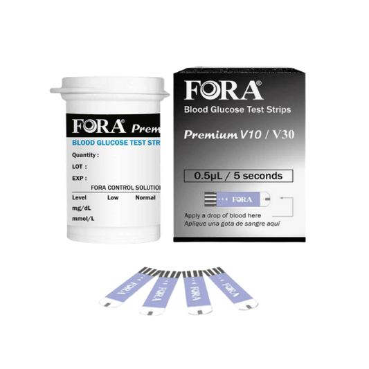 FORA Blood Glucose Test Strips (50 ct/Vial) – Compatible with V30/G30/Premium V10 meters