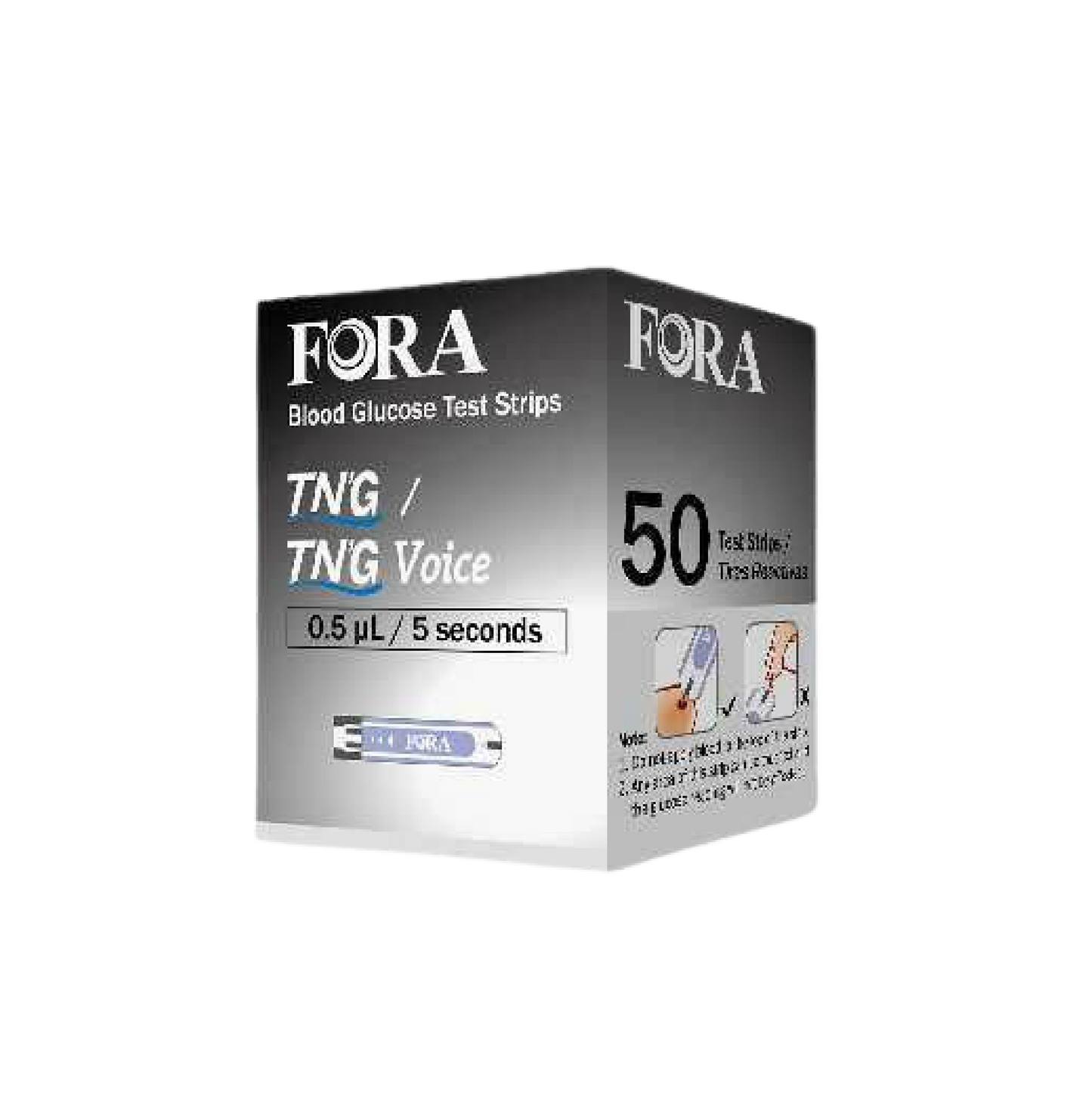 FORA TN'G Voice Blood Glucose Strips (50 count/vial, NOT compatible with FORA 6 Connect/Test N'Go Advance Meter)