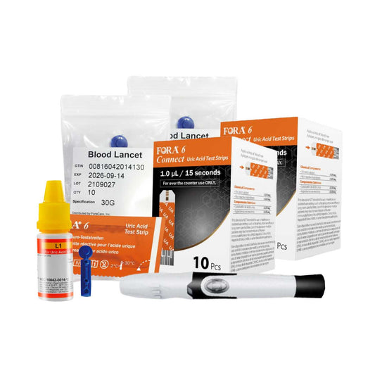 UricAcid Max Refill Pack: 20 UricAcid Strips, 20 Lancets, Lancing & Control Solution - Meter Not Included ForaCare Inc.