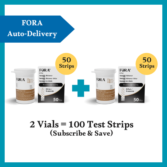 FORA GTel Test N’GO Advance Series Glucose Test Strips 100-pack — two boxes of 50 strips each, auto-delivery subscribe & save offer