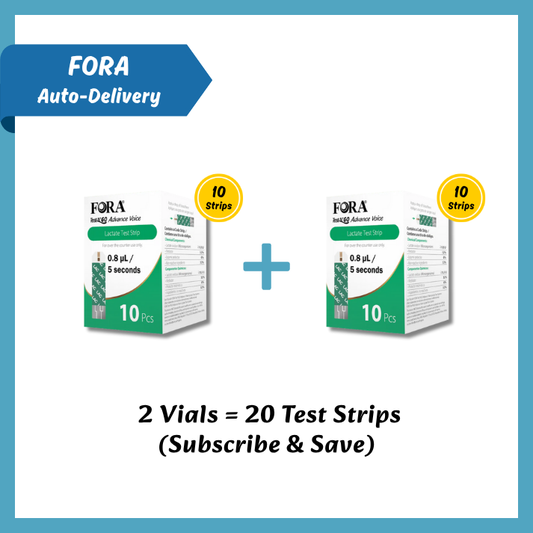 FORA Test N’GO Advance Voice Lactate Test Strips 20-pack — two boxes of 10 strips each, auto-delivery subscribe & save offer