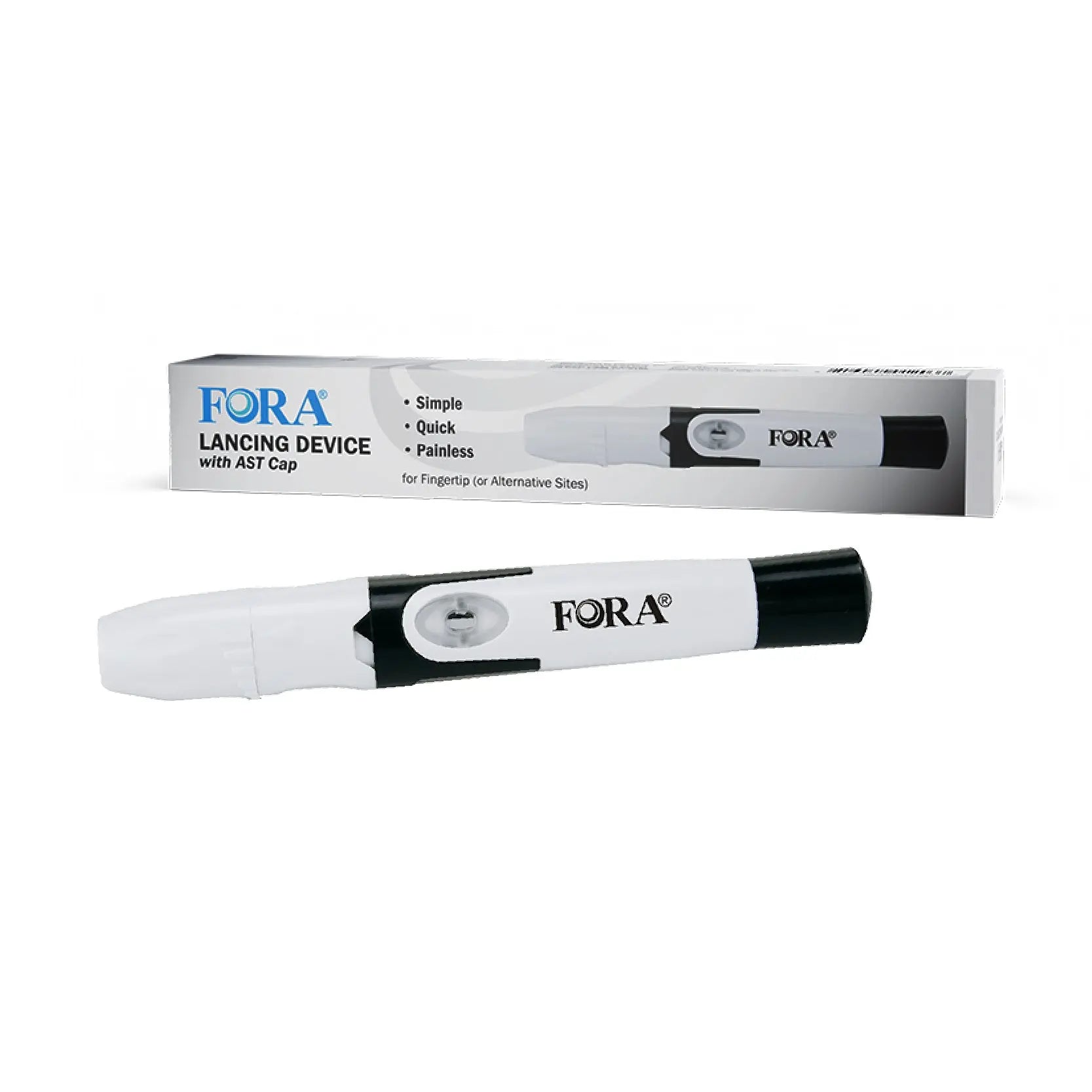 [WellCell Exclusive] FORA lancing device with AST cap for fingertip or alternative site testing