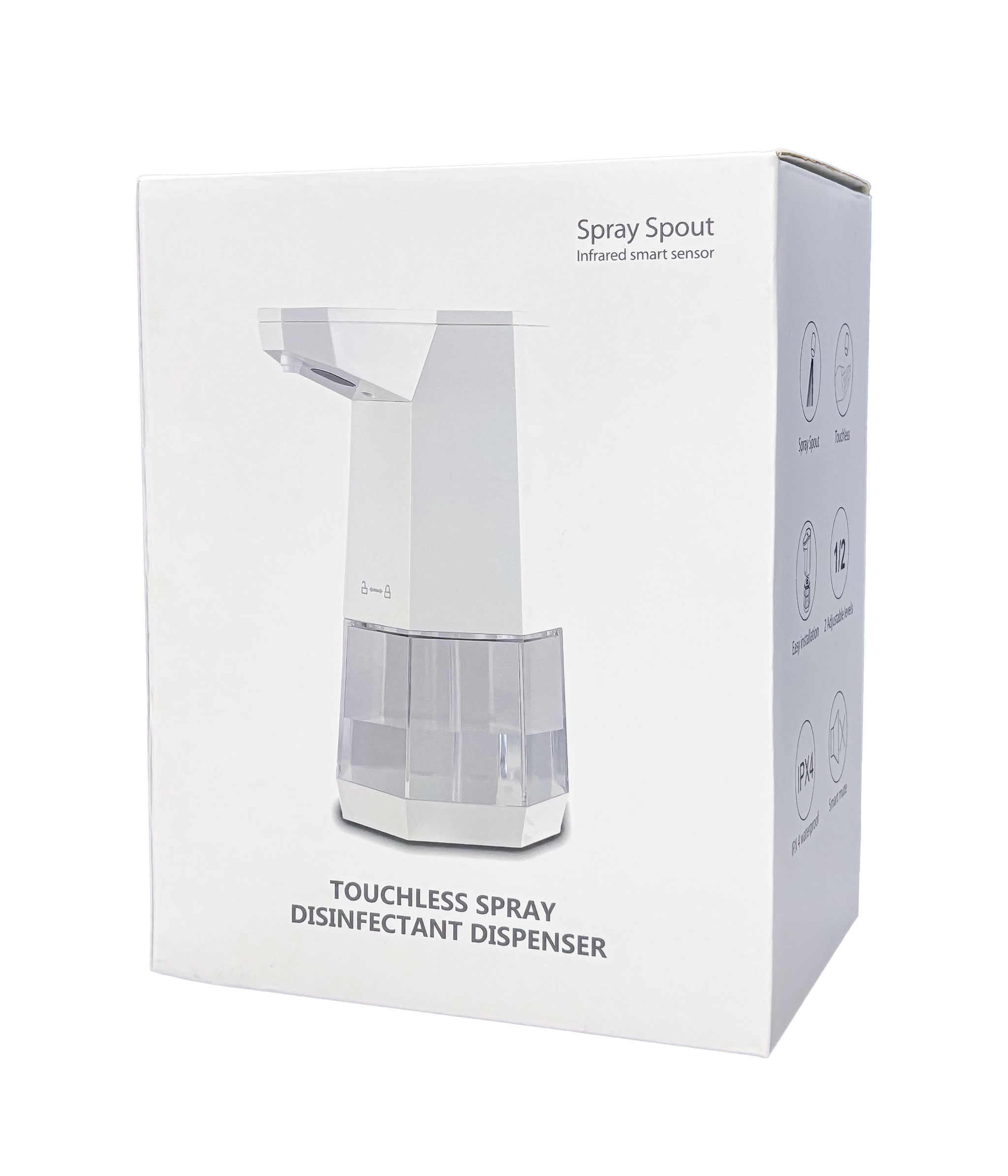 FORA Touchless Hand Sanitizer Dispenser, 500mL automatic spray, white, battery operated, waterproof