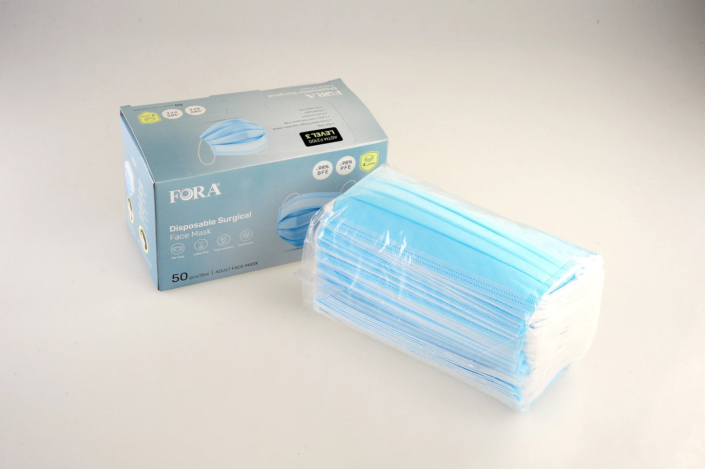 FORA 4-Ply ASTM Level 3 Medical Grade Disposable Mask (50 Pcs/box) Perfect for Surgical and Daily Use ForaCare Inc.