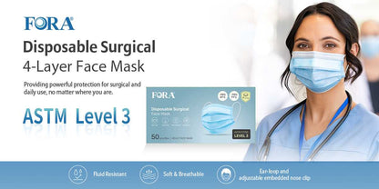 FORA 4-Ply ASTM Level 3 Medical Grade Disposable Mask (50 Pcs/box) Perfect for Surgical and Daily Use ForaCare Inc.