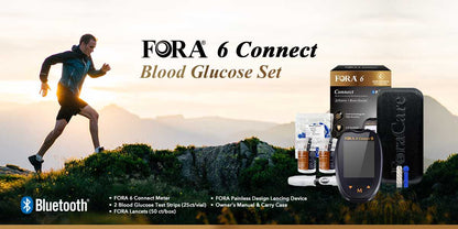 FORA 6 Connect Blood Glucose Testing Kit - 50 Glucose Strips(25ct/ vial*2)+50 Lancets ForaCare Inc.