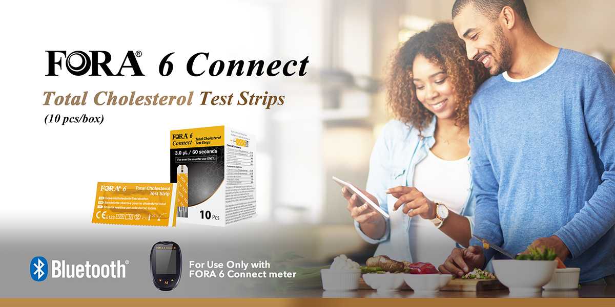FORA 6 Connect Blood Total Cholesterol Test Strips (10pcs/box, Compatible with FORA 6 Connect Meter) ForaCare Inc.