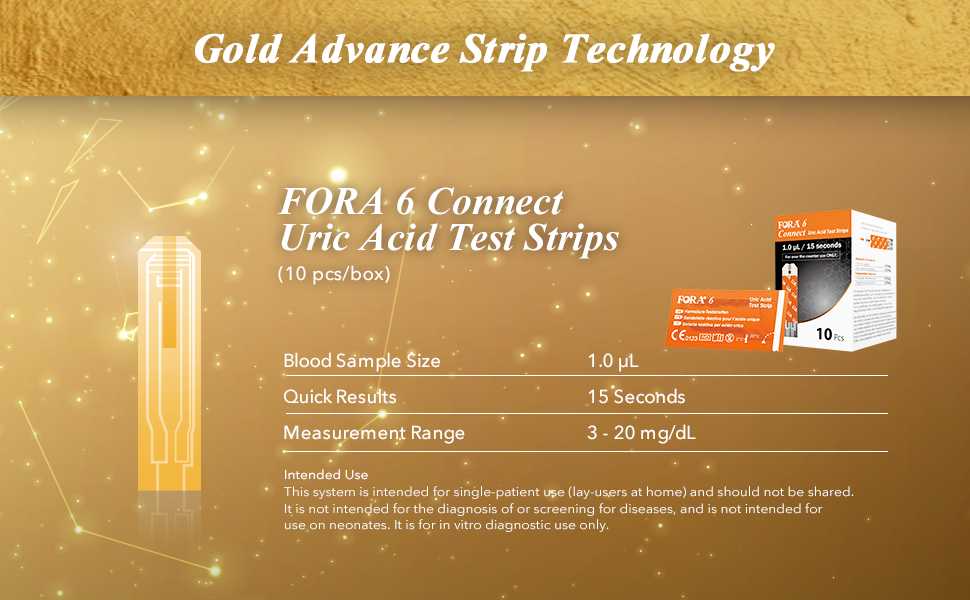 FORA 6 Connect Blood Uric Acid Test Strips (10pcs/box, Compatible with FORA 6 Connect Meter) ForaCare Inc.
