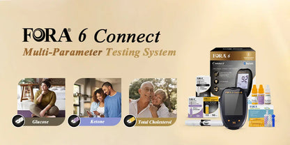 FORA 6 Connect Extreme Testing Kit-10 Total Cholesterol Strips+50 Ketone Strips+50 Glucose Strips ForaCare Inc.