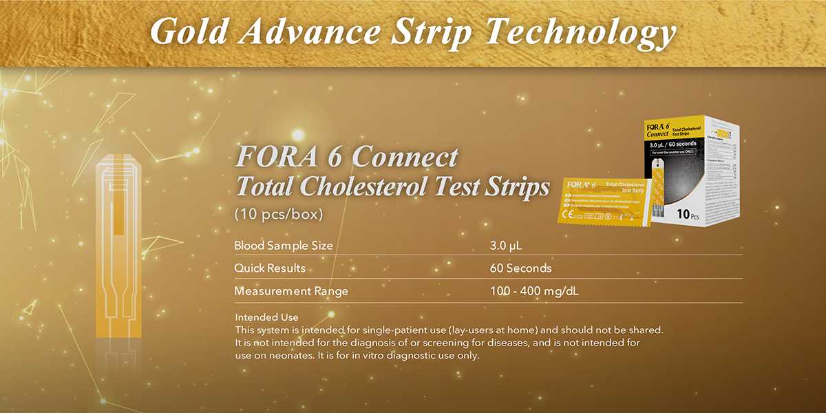 FORA 6 Connect Total Cholesterol Testing Kit-10 Total Cholesterol Strips(10ct/box) ForaCare Inc.