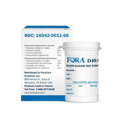 FORA D40/D40d/D40g Blood Glucose Test Strips (50pcs/box) Fora Care Inc.