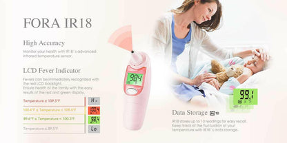 FORA IR18 Medical Grade Infrared Ear Digital Thermometer with 20 Free Bonus Probe Covers Fora Care Inc.