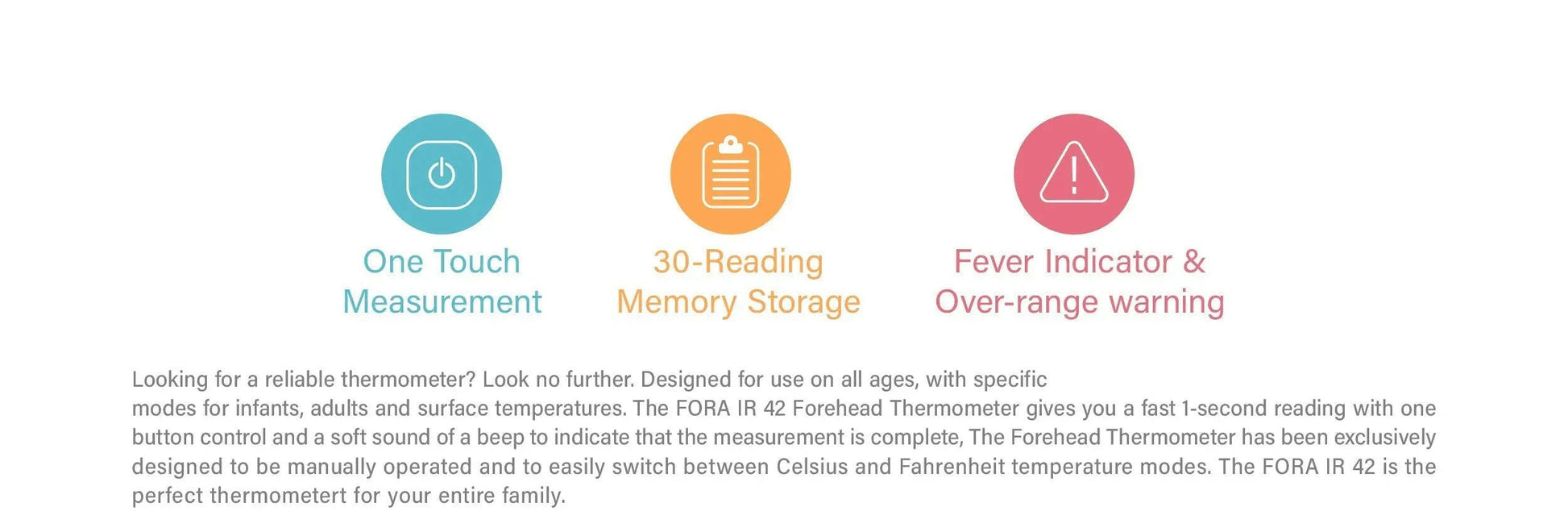 FORA IR42 Medical Grade Non-Contact Forehead Thermometer. Fever Indicator for Baby, Kids, Toddlers and Adults Fora Care Inc.