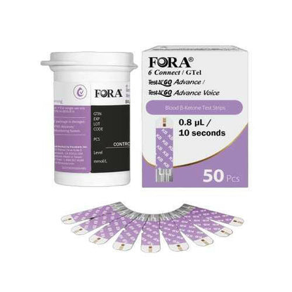 FORA Ketone Test Strips Combo Box (50ct/vial)- Compatible with 6Connect and Test N'Go Advance Voice Meters ForaCare Inc.