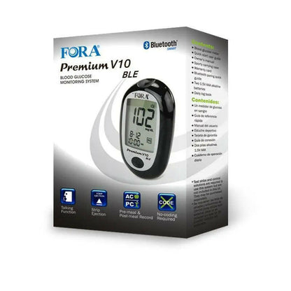 FORA Premium V10 Bluetooth BLE Talking (English, Español) Glucometer (Meter Only, Test Strips & Lancing are Sold Separately) Fora Care Inc.