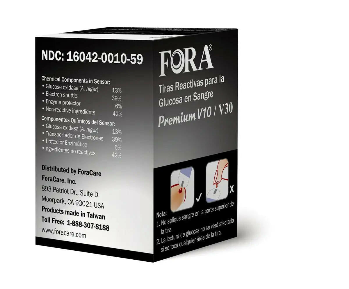 FORA Premium V10/V30/G30 Blood Glucose Test Strips (50pcs/box) Fora Care Inc.