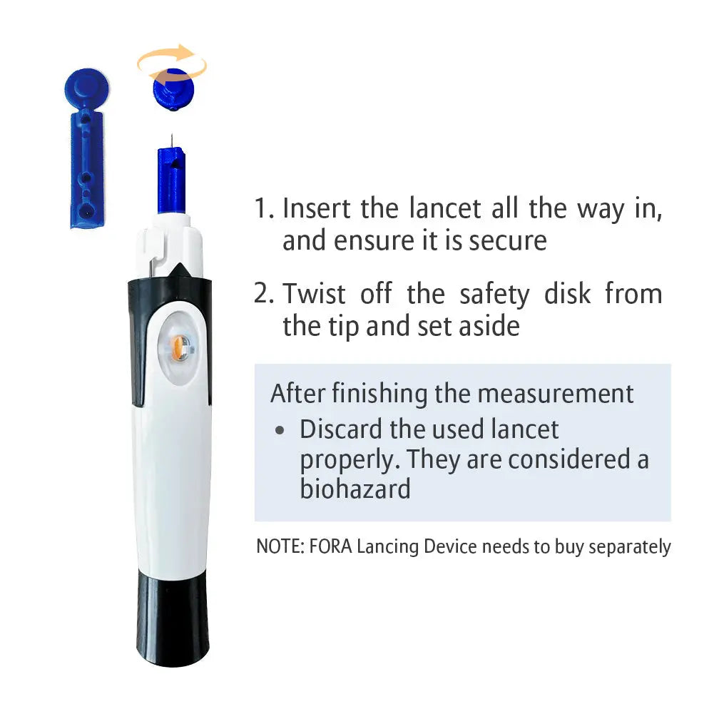 FORA Sterile Lancets 30 Gauge, 10 Lancets (Compatible with FORA Lancing Device) ForaCare Inc.